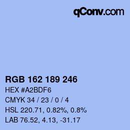 Color code: RGB 162 189 246 | qconv.com