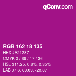 カラーコード: RGB 162 18 135 | qconv.com