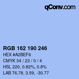 Farbcode: RGB 162 190 246 | qconv.com