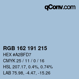 カラーコード: RGB 162 191 215 | qconv.com