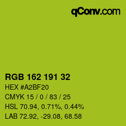 Color code: RGB 162 191 32 | qconv.com