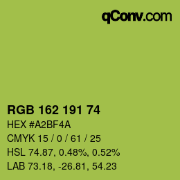 カラーコード: RGB 162 191 74 | qconv.com
