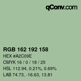 Color code: RGB 162 192 158 | qconv.com