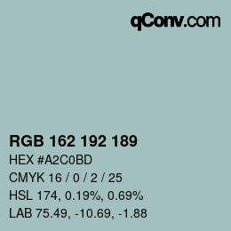 Color code: RGB 162 192 189 | qconv.com