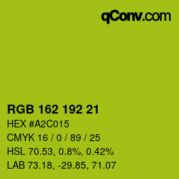カラーコード: RGB 162 192 21 | qconv.com