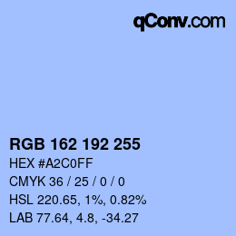 Color code: RGB 162 192 255 | qconv.com