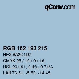 カラーコード: RGB 162 193 215 | qconv.com