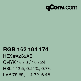 Color code: RGB 162 194 174 | qconv.com