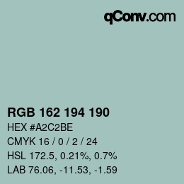 Color code: RGB 162 194 190 | qconv.com