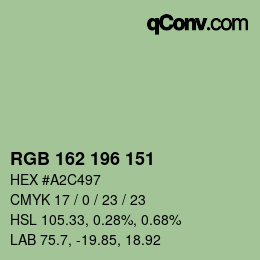 颜色代码: RGB 162 196 151 | qconv.com