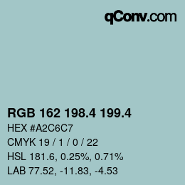 カラーコード: RGB 162 198.4 199.4 | qconv.com