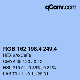 カラーコード: RGB 162 198.4 249.4 | qconv.com