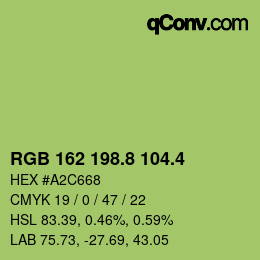 カラーコード: RGB 162 198.8 104.4 | qconv.com