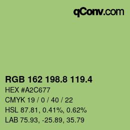 カラーコード: RGB 162 198.8 119.4 | qconv.com
