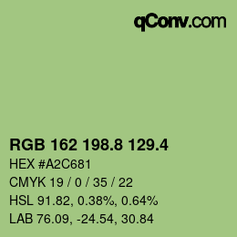 カラーコード: RGB 162 198.8 129.4 | qconv.com