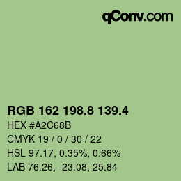 カラーコード: RGB 162 198.8 139.4 | qconv.com