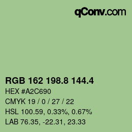 カラーコード: RGB 162 198.8 144.4 | qconv.com