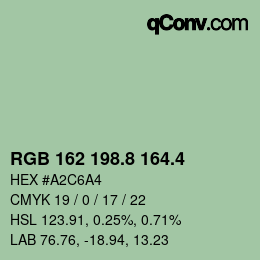 カラーコード: RGB 162 198.8 164.4 | qconv.com