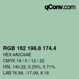 カラーコード: RGB 162 198.8 174.4 | qconv.com