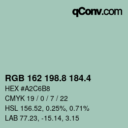 カラーコード: RGB 162 198.8 184.4 | qconv.com