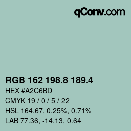 カラーコード: RGB 162 198.8 189.4 | qconv.com