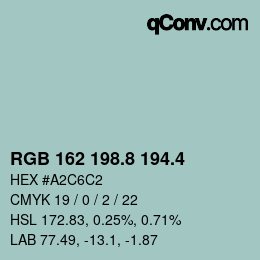 カラーコード: RGB 162 198.8 194.4 | qconv.com