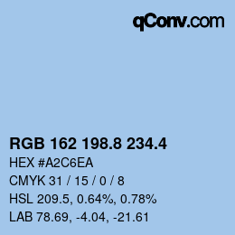 カラーコード: RGB 162 198.8 234.4 | qconv.com