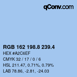 カラーコード: RGB 162 198.8 239.4 | qconv.com
