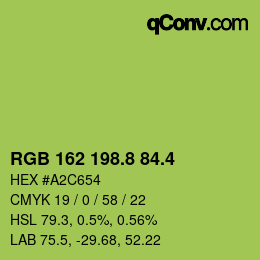 カラーコード: RGB 162 198.8 84.4 | qconv.com