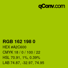 Color code: RGB 162 198 0 | qconv.com