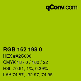 Color code: RGB 162 198 0 | qconv.com