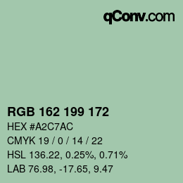 Color code: RGB 162 199 172 | qconv.com