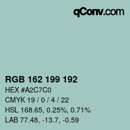 Color code: RGB 162 199 192 | qconv.com