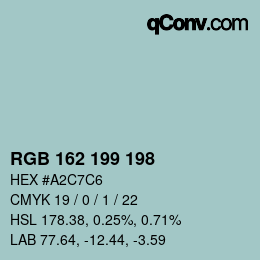 Color code: RGB 162 199 198 | qconv.com