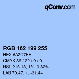 颜色代码: RGB 162 199 255 | qconv.com