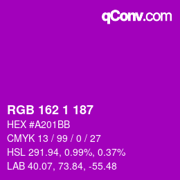 Color code: RGB 162 1 187 | qconv.com