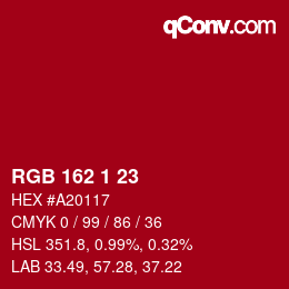 Color code: RGB 162 1 23 | qconv.com