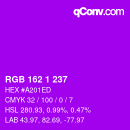 Color code: RGB 162 1 237 | qconv.com