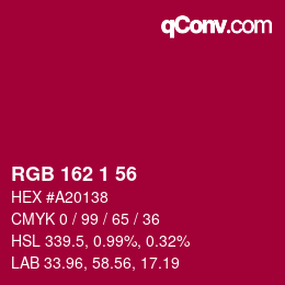 Color code: RGB 162 1 56 | qconv.com