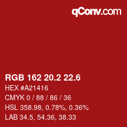 カラーコード: RGB 162 20.2 22.6 | qconv.com