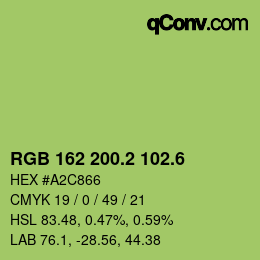 カラーコード: RGB 162 200.2 102.6 | qconv.com