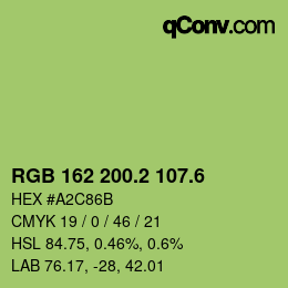 カラーコード: RGB 162 200.2 107.6 | qconv.com