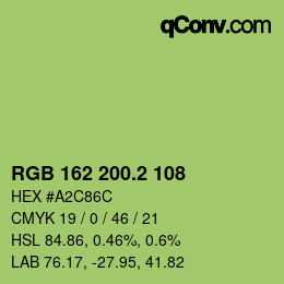 カラーコード: RGB 162 200.2 108 | qconv.com