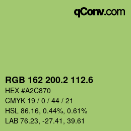 カラーコード: RGB 162 200.2 112.6 | qconv.com