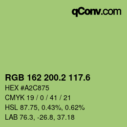 カラーコード: RGB 162 200.2 117.6 | qconv.com