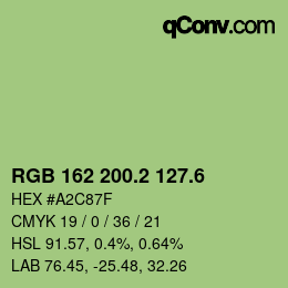 カラーコード: RGB 162 200.2 127.6 | qconv.com