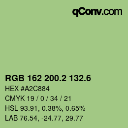 カラーコード: RGB 162 200.2 132.6 | qconv.com