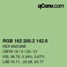 カラーコード: RGB 162 200.2 142.6 | qconv.com