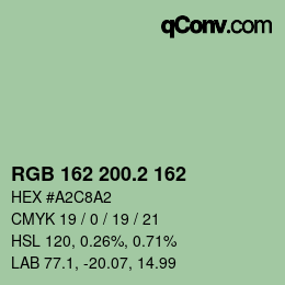 カラーコード: RGB 162 200.2 162 | qconv.com