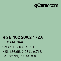 カラーコード: RGB 162 200.2 172.6 | qconv.com